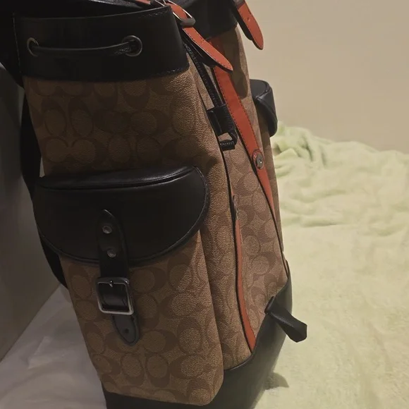 Coach Orange, Brown and Black Backpack
